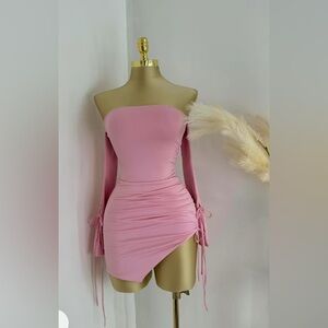 Elegant Pink Off-Shoulder Dress